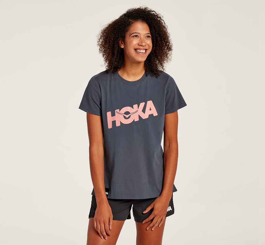 Hoka Womens Tee NZ - Hoka Brand Blue (YTE751948)